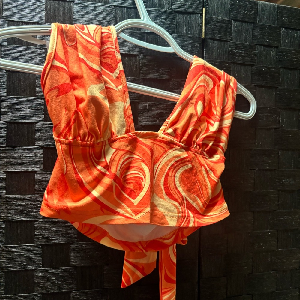 SHEIN Orange Swirl Tank Top